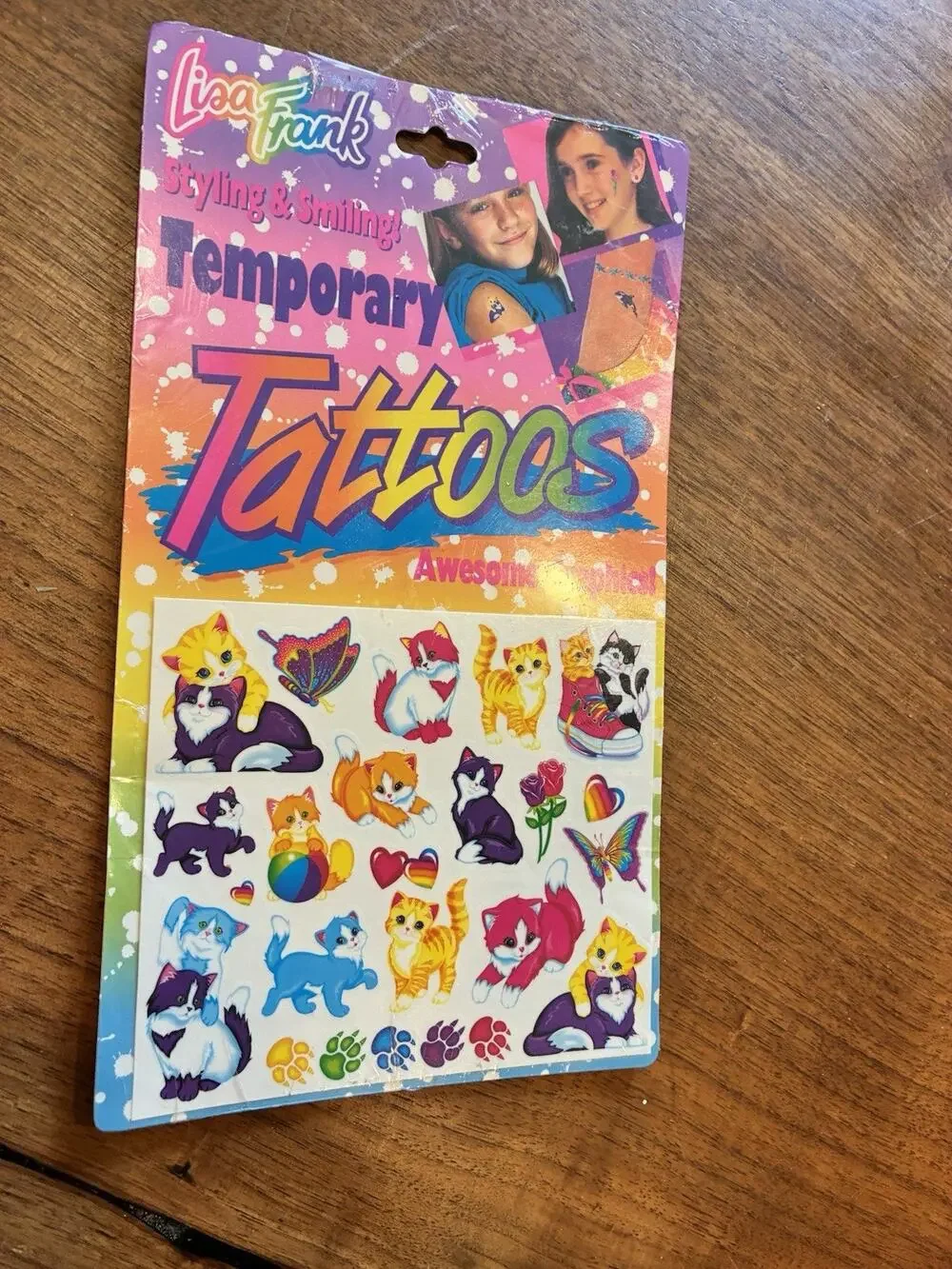 Vintage 1990's Lisa Frank CATS CUTE Body Stickers Temporary Tattoos SEALED NEW